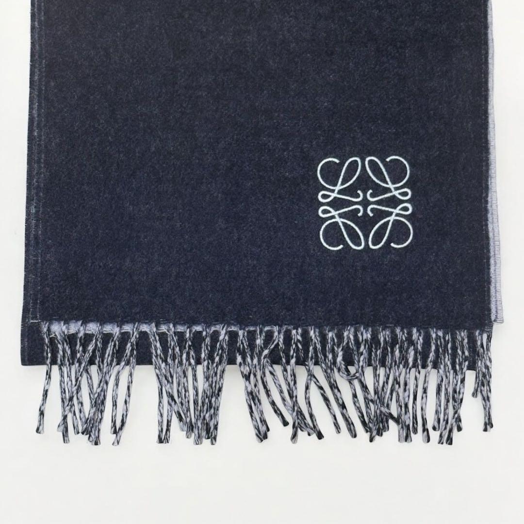 LOEWE ロエベ リバーシブル マフラー アナグラム ネイビー ブルー