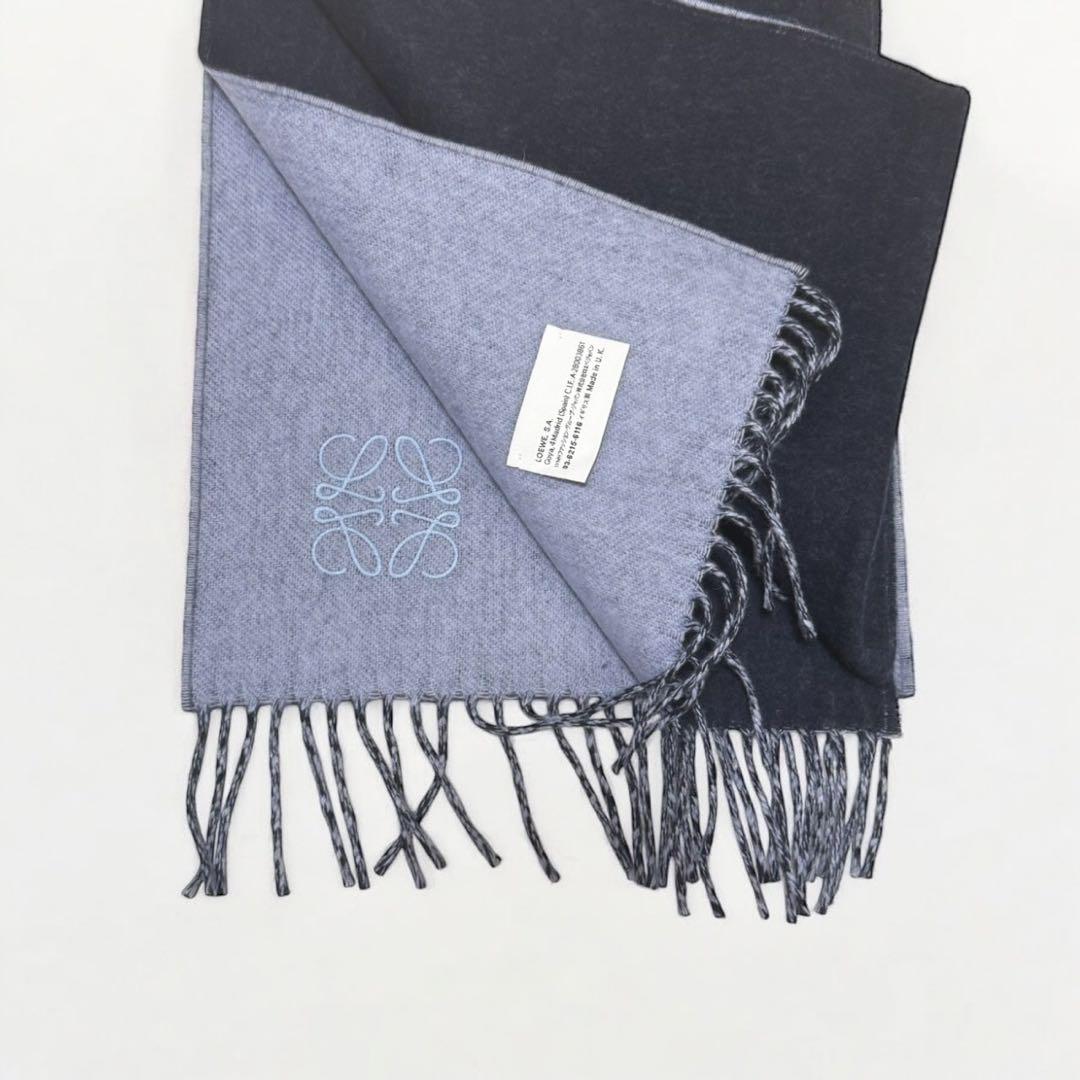 LOEWE ロエベ リバーシブル マフラー アナグラム ネイビー ブルー