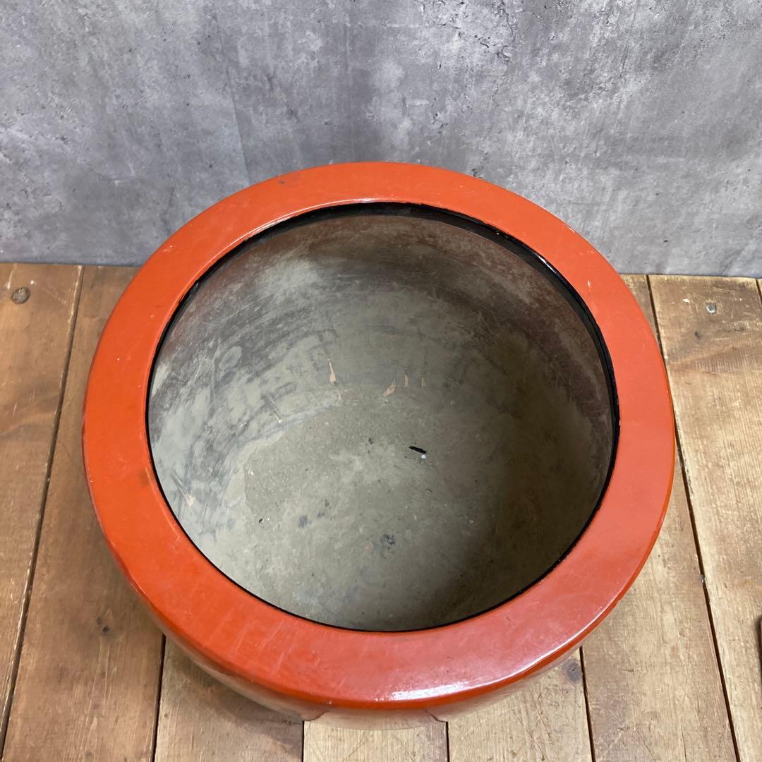 D-5 アンティーク 朱塗り 火鉢 手あぶり 鉢カバー 昭和レトロ 骨董 和モダ