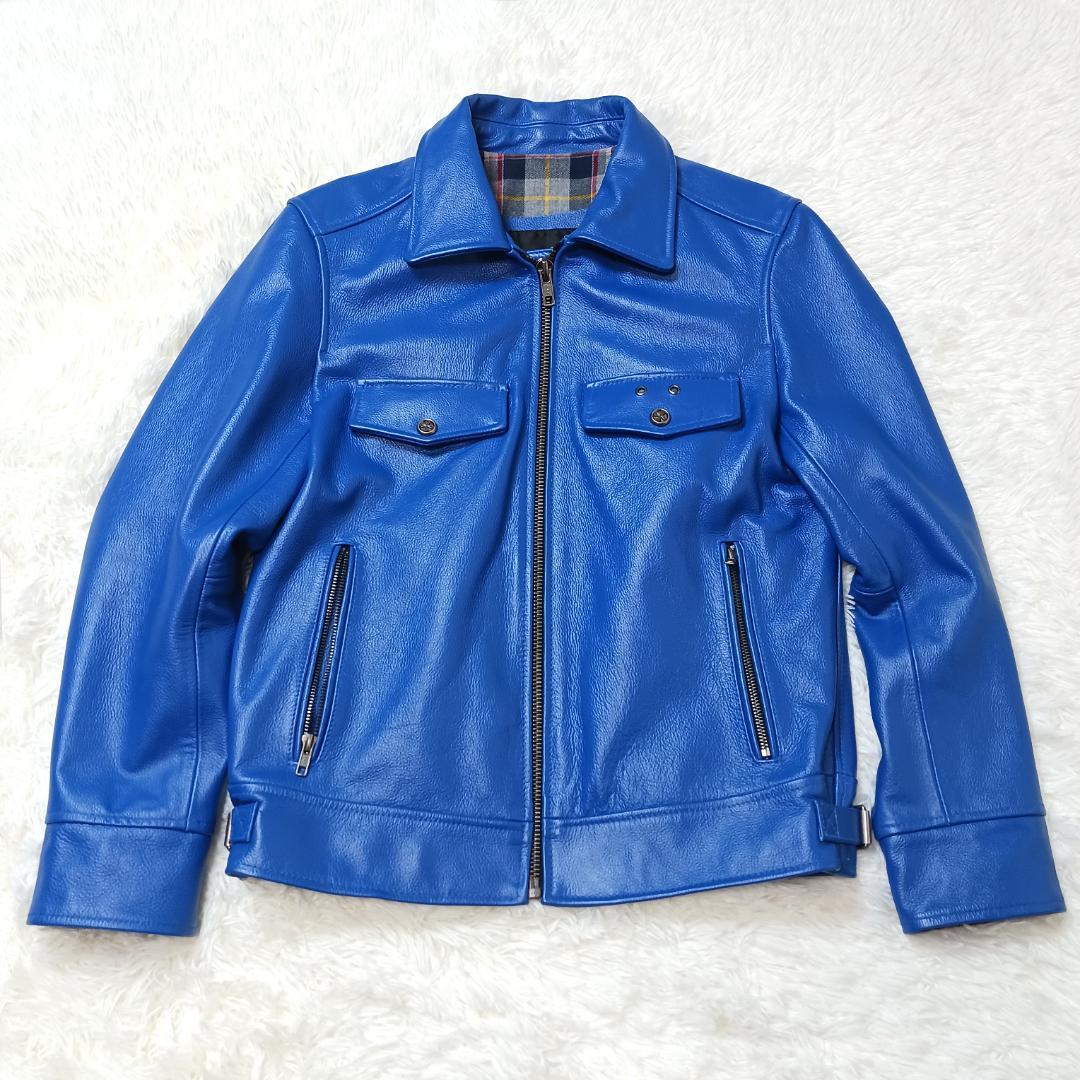 希少カラー✨　フォータイム　本革　ライダース　シングル　レザー　牛革　総裏地　M