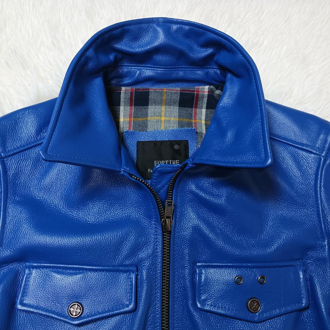 希少カラー✨　フォータイム　本革　ライダース　シングル　レザー　牛革　総裏地　M