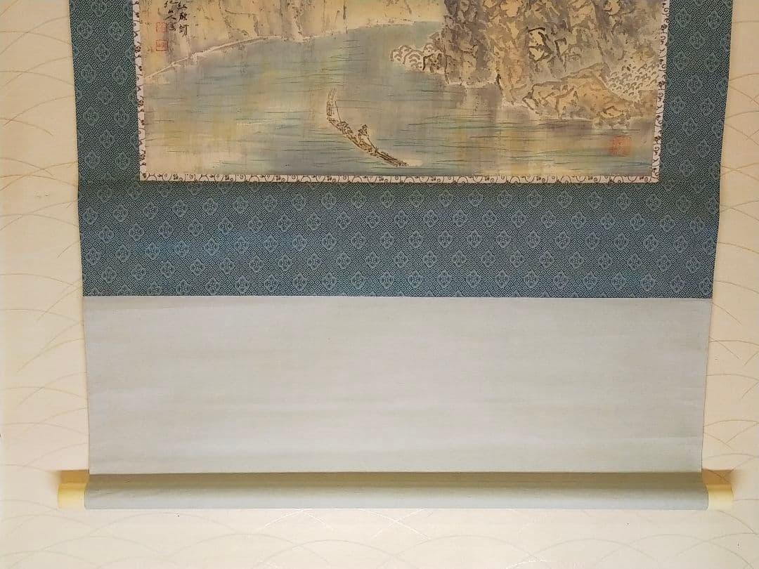 ♥掛軸　中谷紀山 【瀞峡湛碧之図】二重箱付き（共箱）掛け軸　骨董　古玩　中国