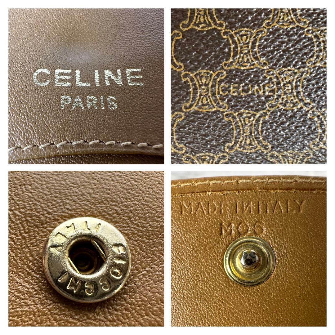 美品✨セリーヌ ヴィンテージ マカダム ブラゾン トリオンフ ロゴ金具 折り財布