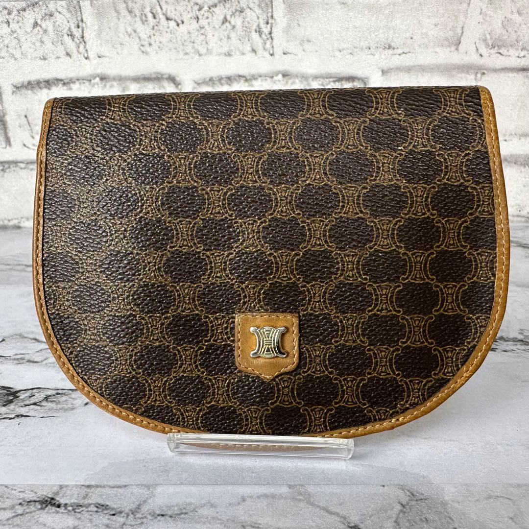美品✨セリーヌ ヴィンテージ マカダム ブラゾン トリオンフ ロゴ金具 折り財布
