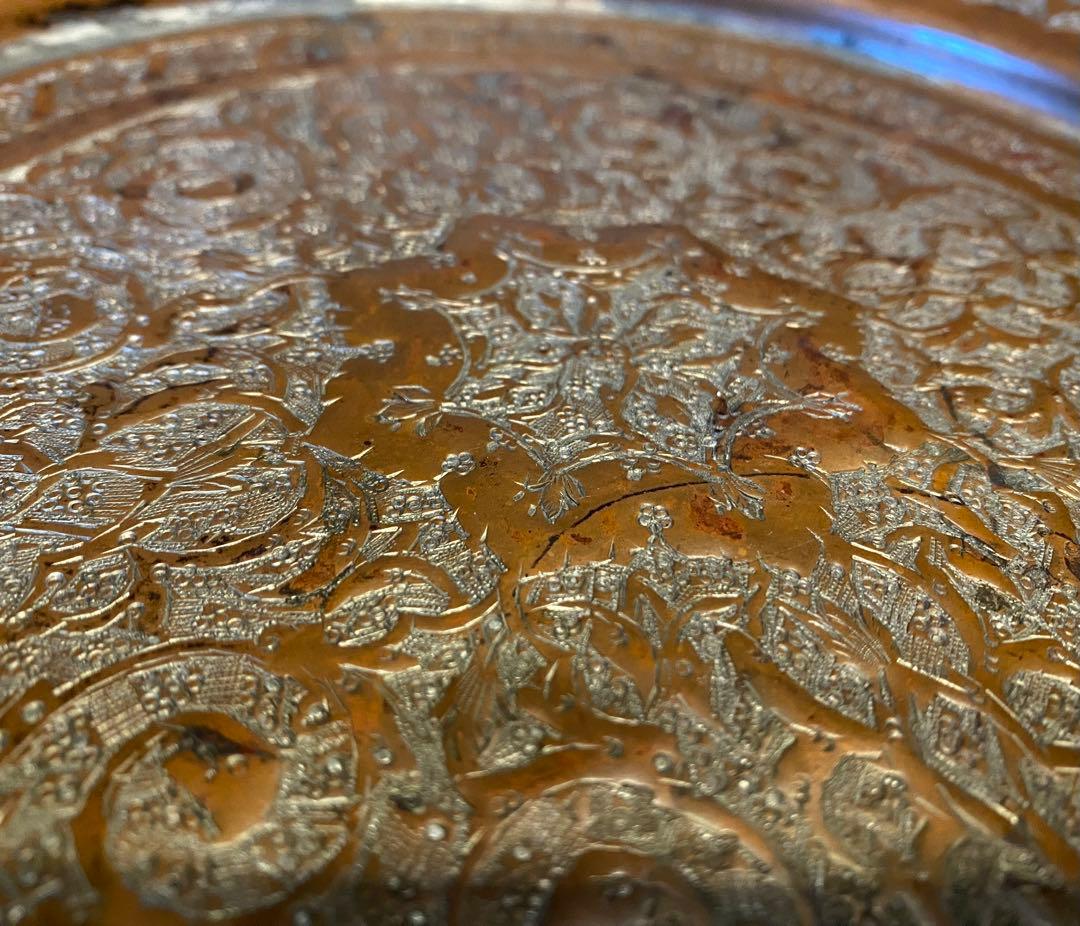 カジャール朝プレート・フレンチプレス　鑑賞スタンド　４点セット　ヴィンテージ