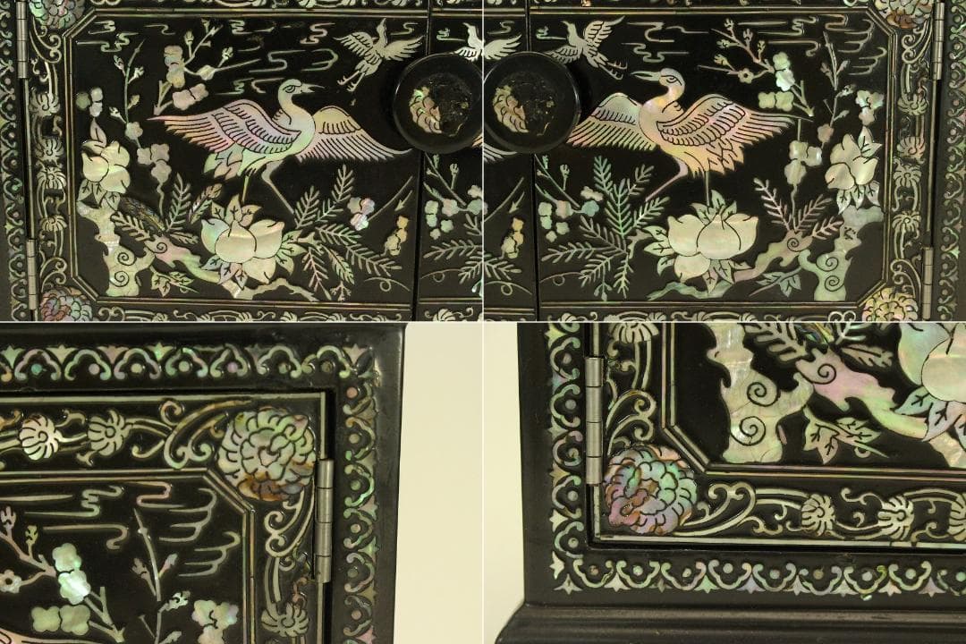 朝鮮 韓国 螺鈿 鶴模様 宝石箱(A849)