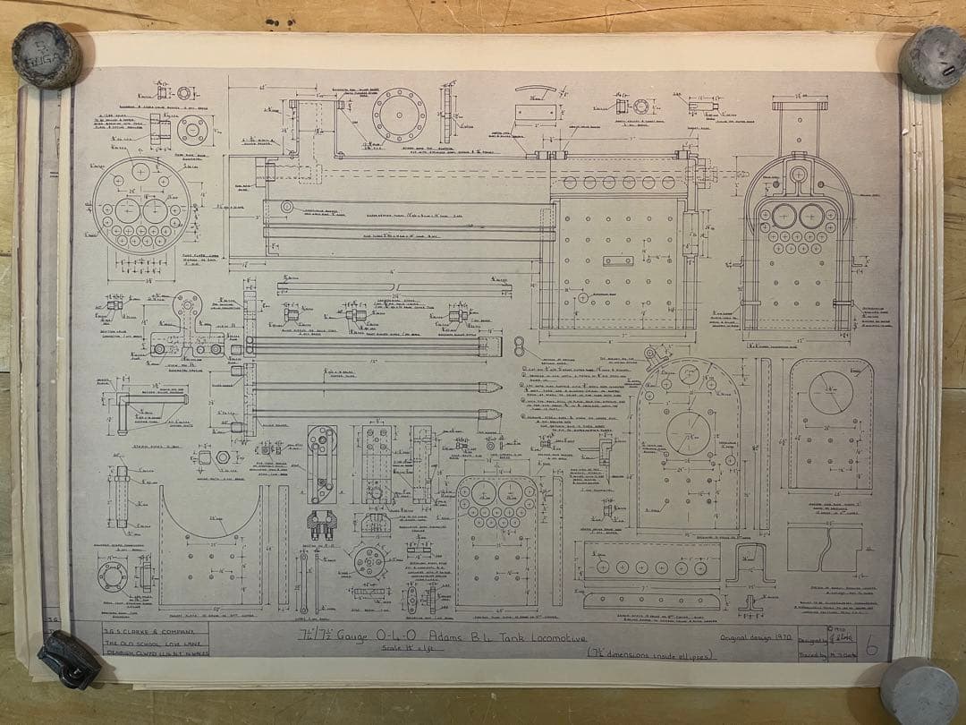 機関車図面大判サイズ#4　0-4-0 ADAMS B4　11sheets