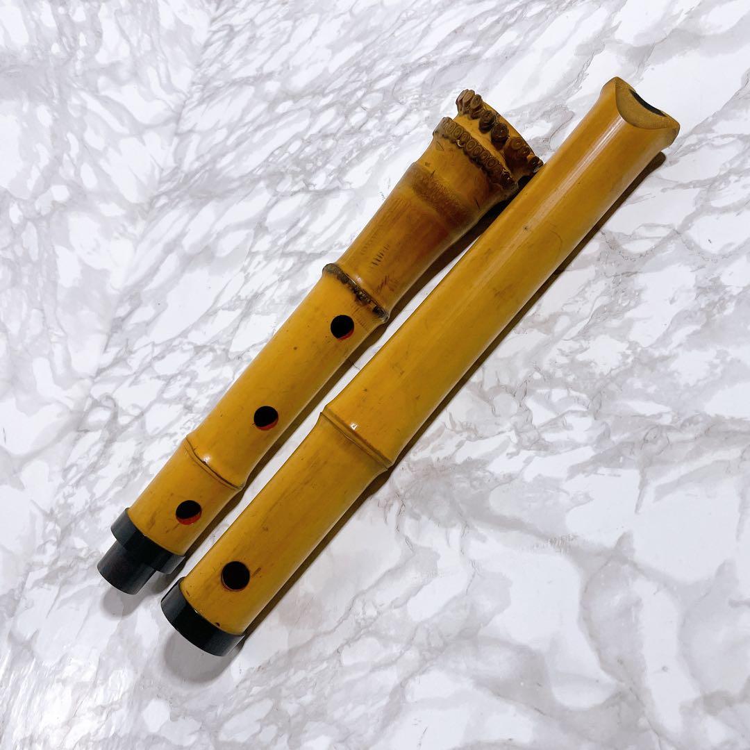 尺八　一尺八寸　在銘　富山　5孔・2分割　和楽器　木管楽器　縦笛　雅楽器