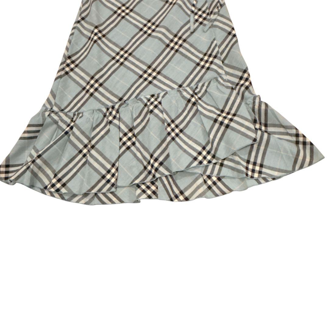 BURBERRY BLUE LABEL チェック柄ラップスカート ブルー フリル