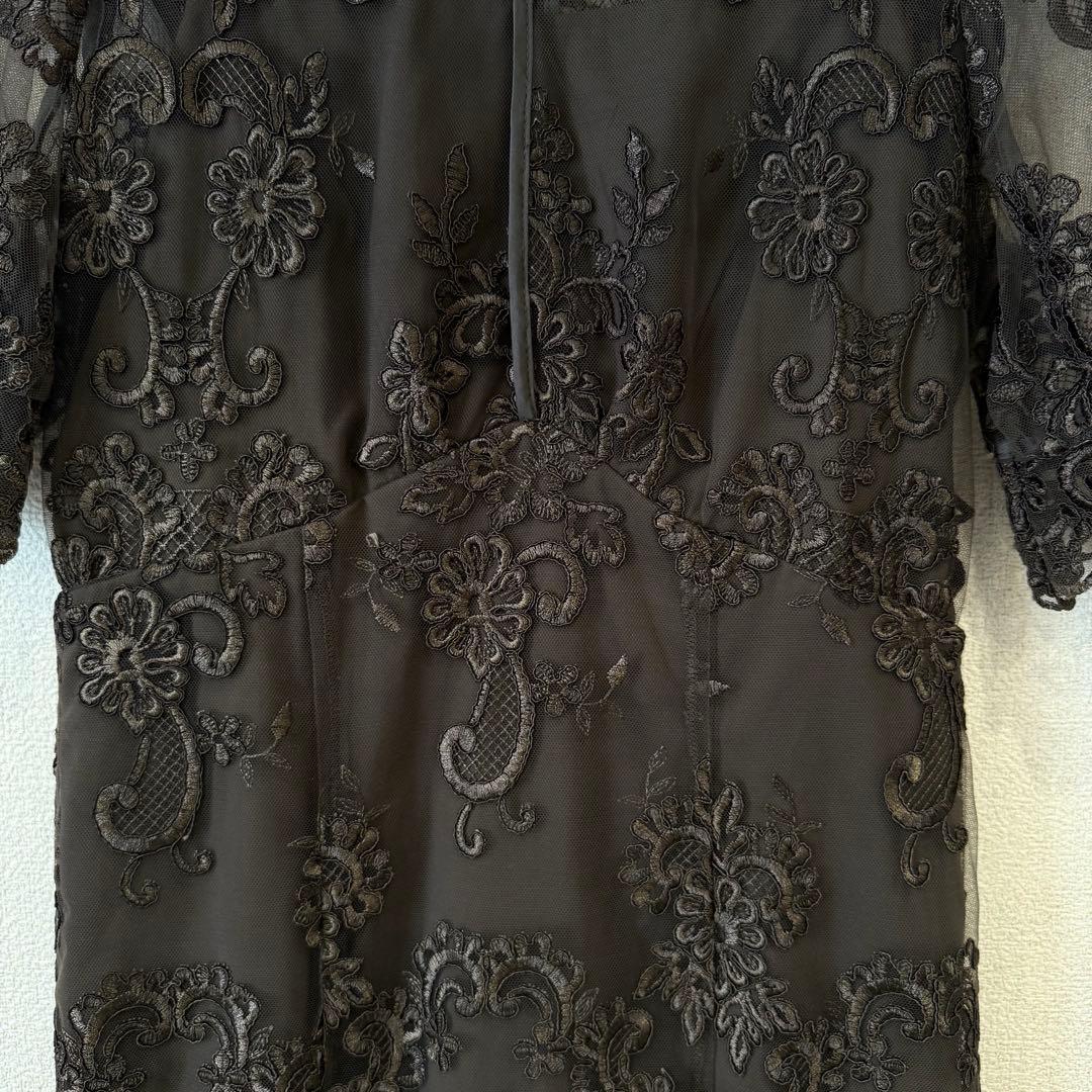 【美品✨】パーティードレス　オケージョンドレス　刺繍レース　結婚式　ブラウン　M