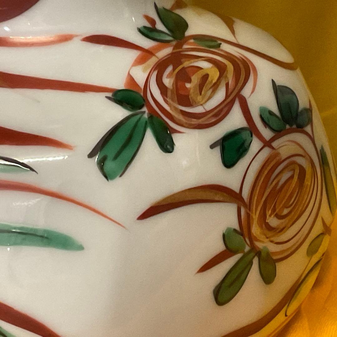 処分　小泉蔵珍 作 呉須赤絵 双魚耳付花生