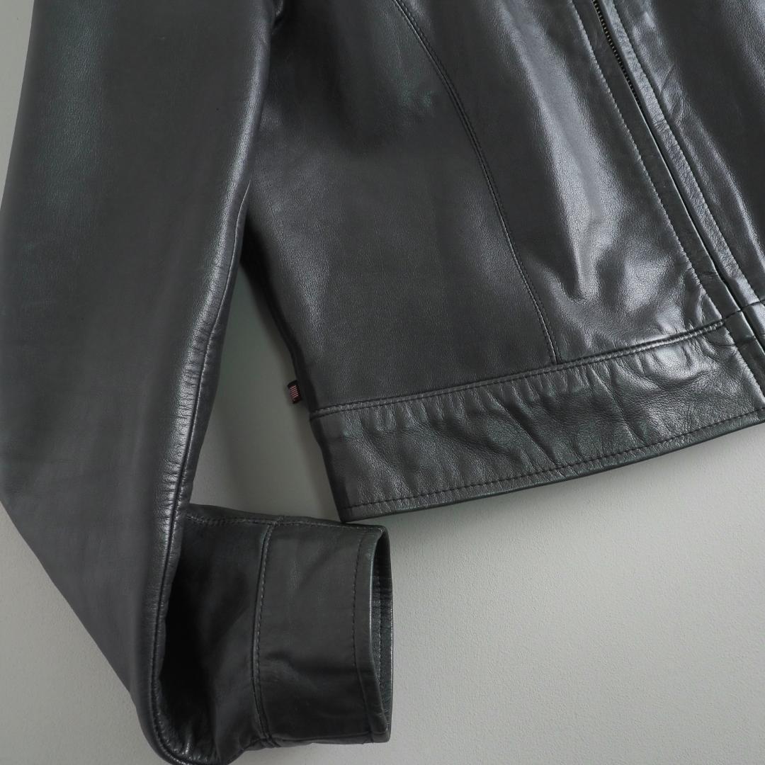 ラルフローレン　レザージャケット　シングルライダース　本革　緑青色　美品