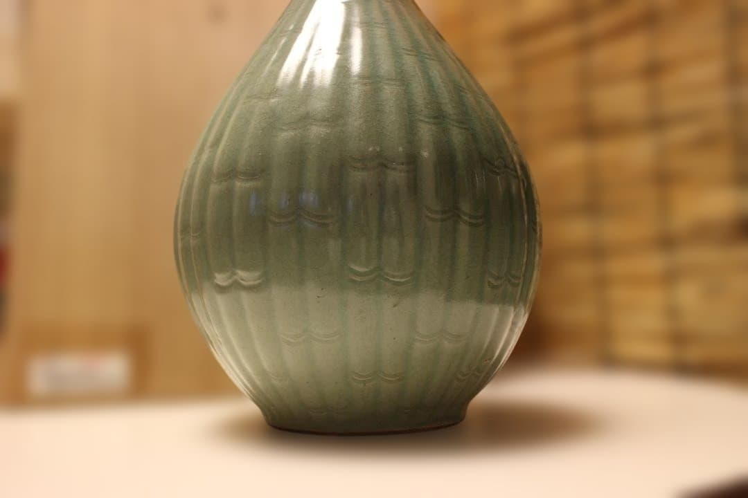 艶雅 高麗青磁竹節文特 大花瓶　徳利 龍泉窯 仏教美術 骨董 茶道具 茶