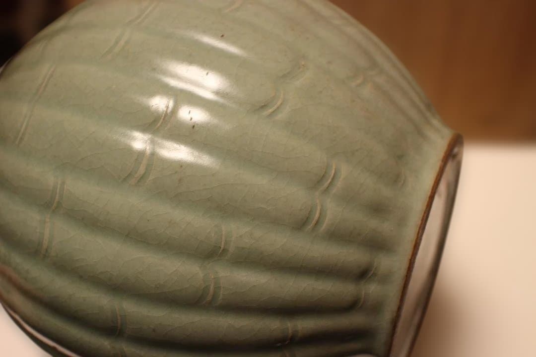 艶雅 高麗青磁竹節文特 大花瓶　徳利 龍泉窯 仏教美術 骨董 茶道具 茶