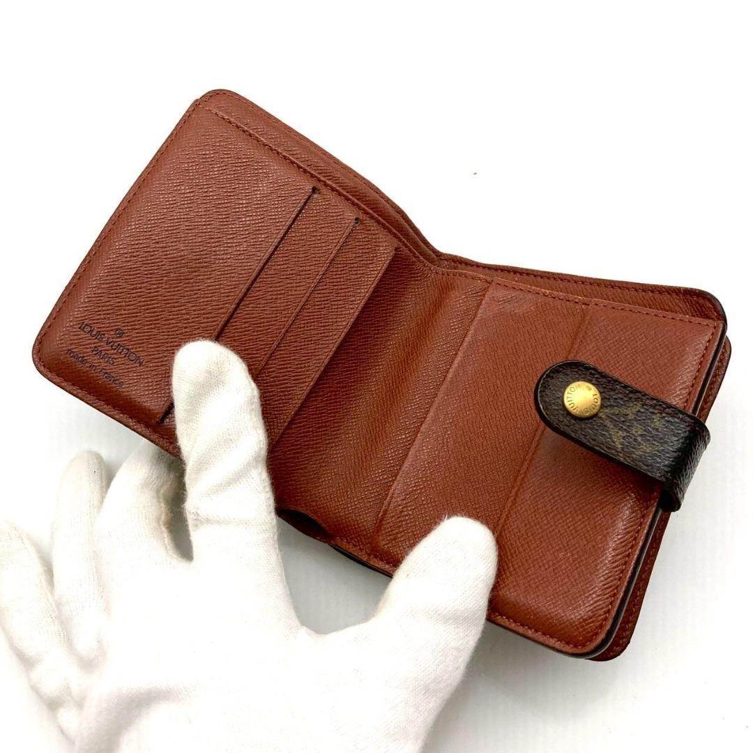 ルイヴィトン 二つ折り財布 コンパクトジップ モノグラム ブラウン 71222