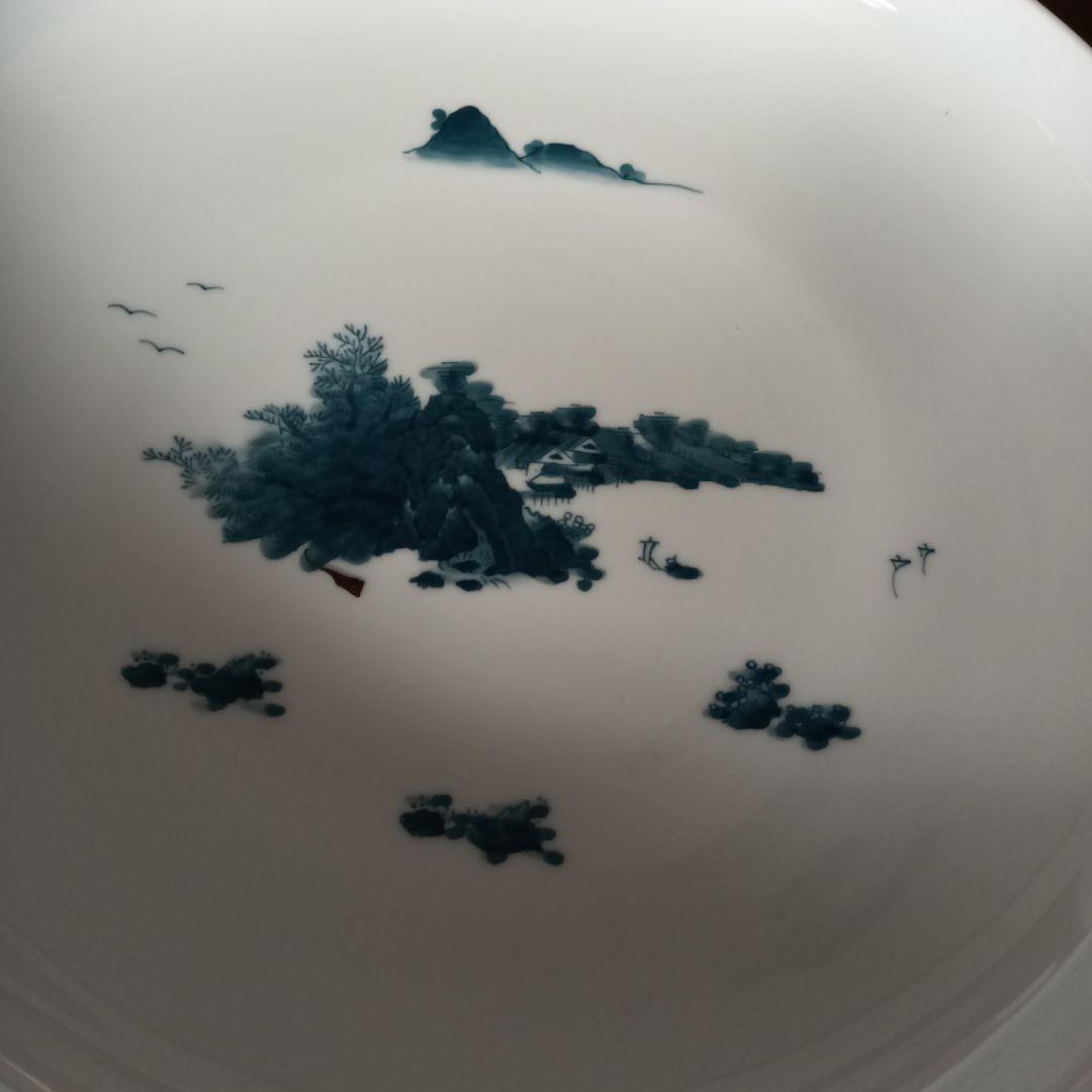 伊万里 鍋島焼 畑萬陶苑 楼閣山水図 大皿 31cm 小皿 セット 山水 風景