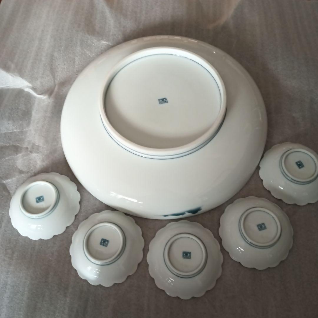 伊万里 鍋島焼 畑萬陶苑 楼閣山水図 大皿 31cm 小皿 セット 山水 風景