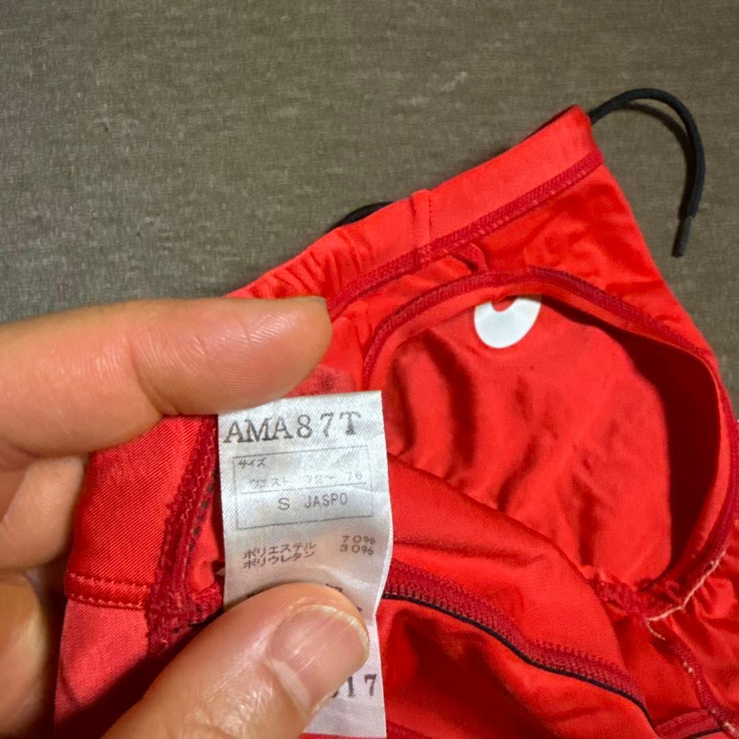 レッド アシックス競泳水着　S