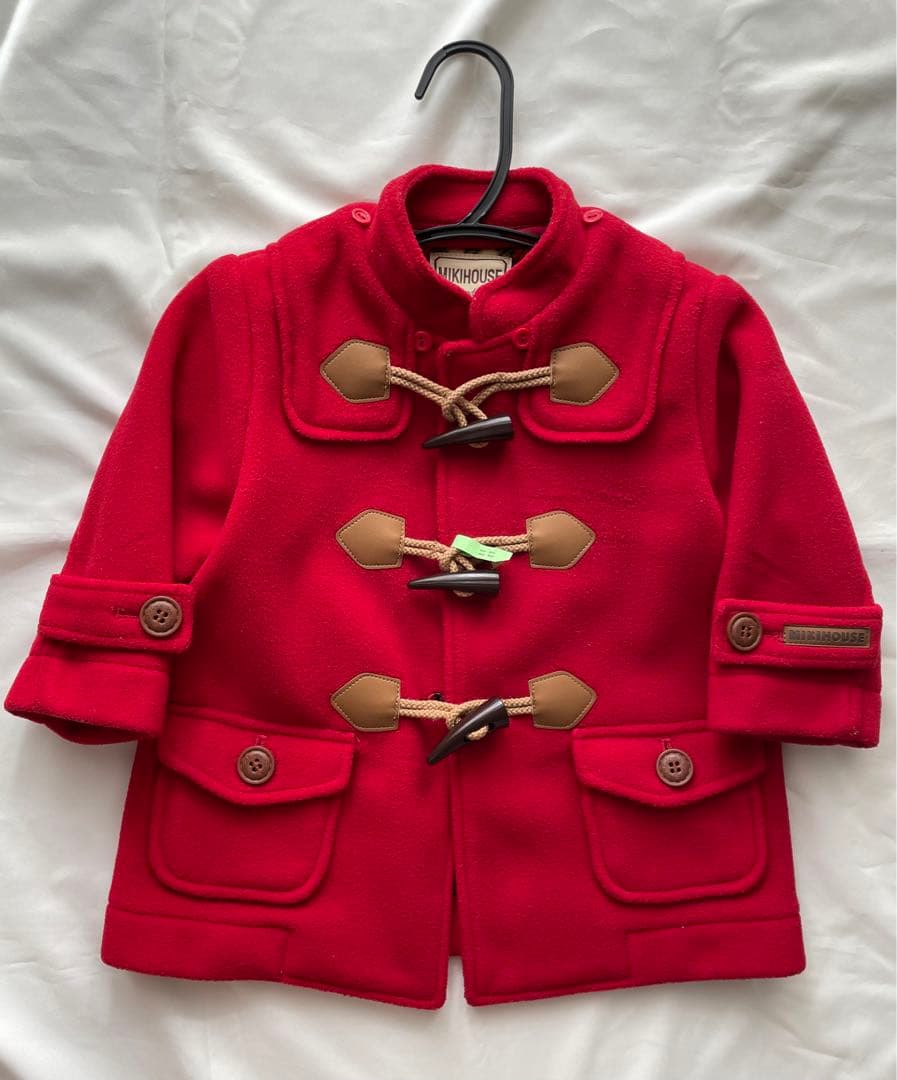 ミキハウス　アウター　フリースダッフルコート　80cm 赤色