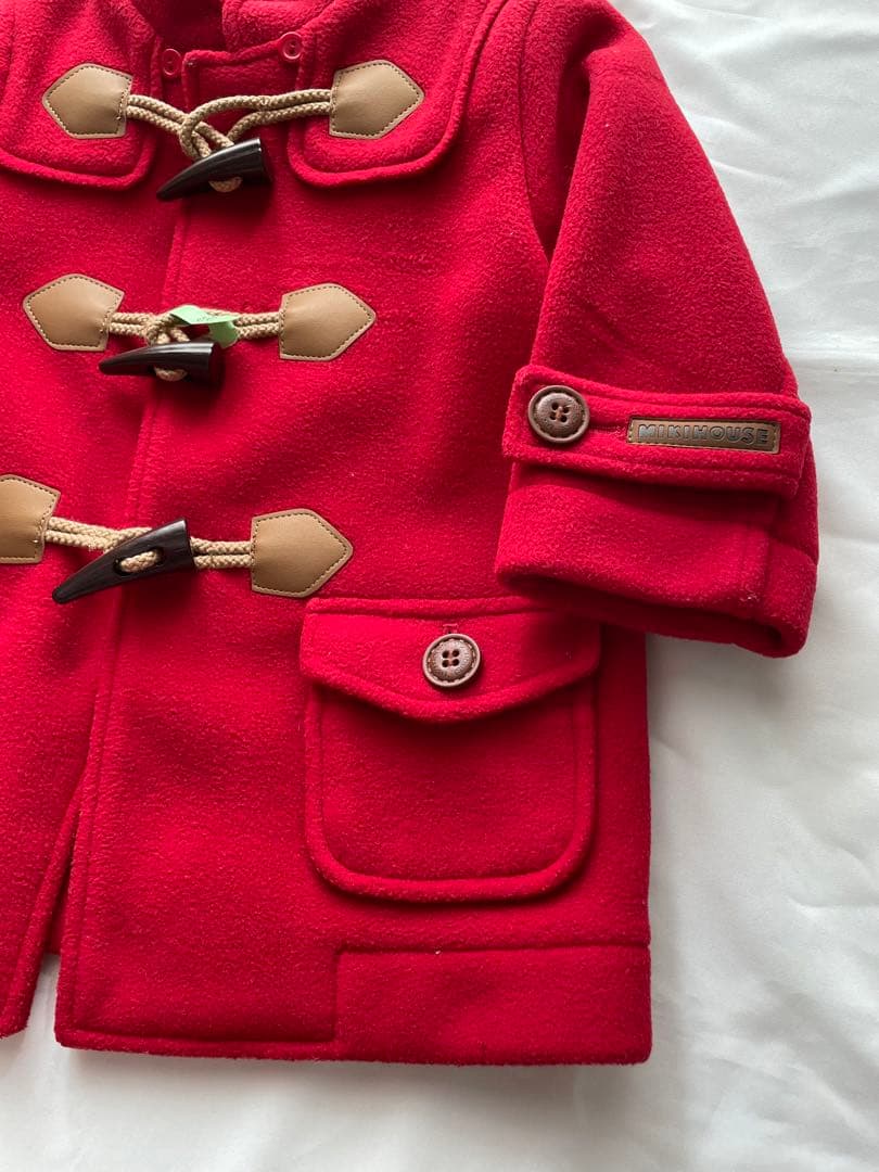 ミキハウス　アウター　フリースダッフルコート　80cm 赤色