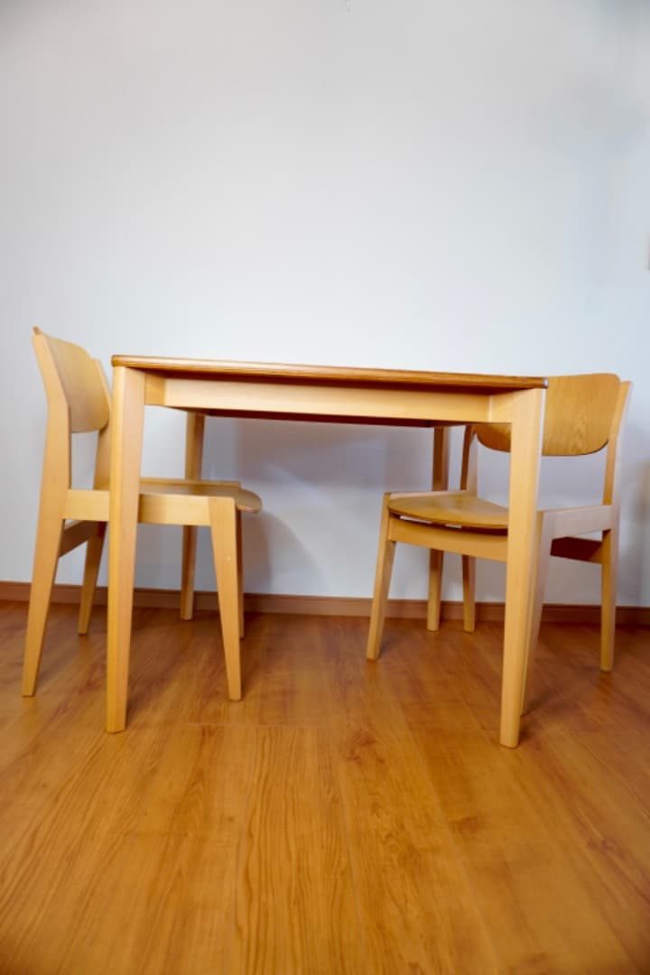 天童木工 水之江忠臣 3点セット ダイニングテーブル + チェア 2脚