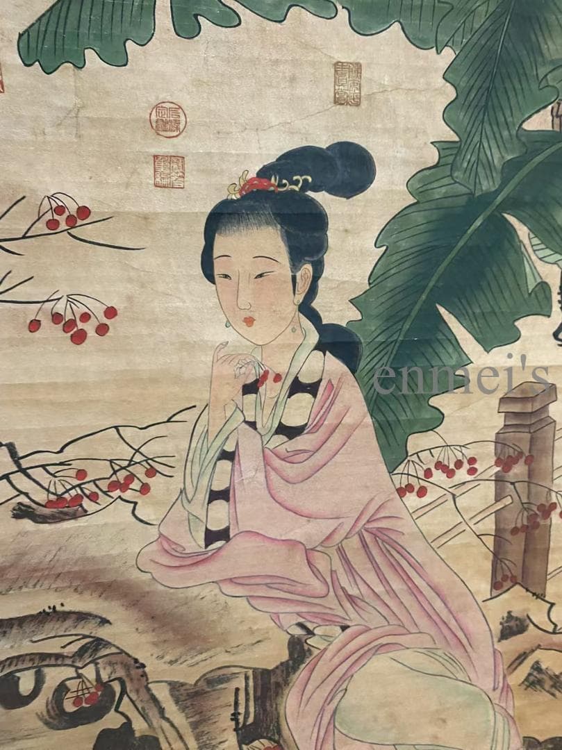 中国古美術 近代 張大千款 水珮風裳画 水墨画 掛軸 宣紙 唐物 書画 名家作