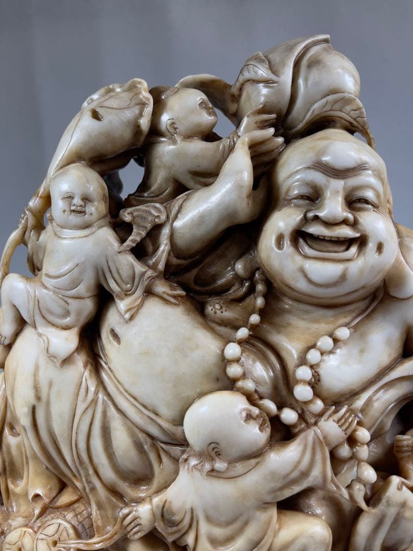 超大寿山石彫 仏教七福神13:6kg 極細工 細密彫刻骨董品天然古玩 仏教美術品