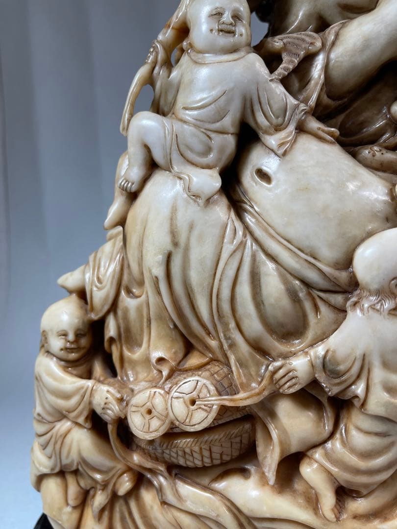 超大寿山石彫 仏教七福神13:6kg 極細工 細密彫刻骨董品天然古玩 仏教美術品