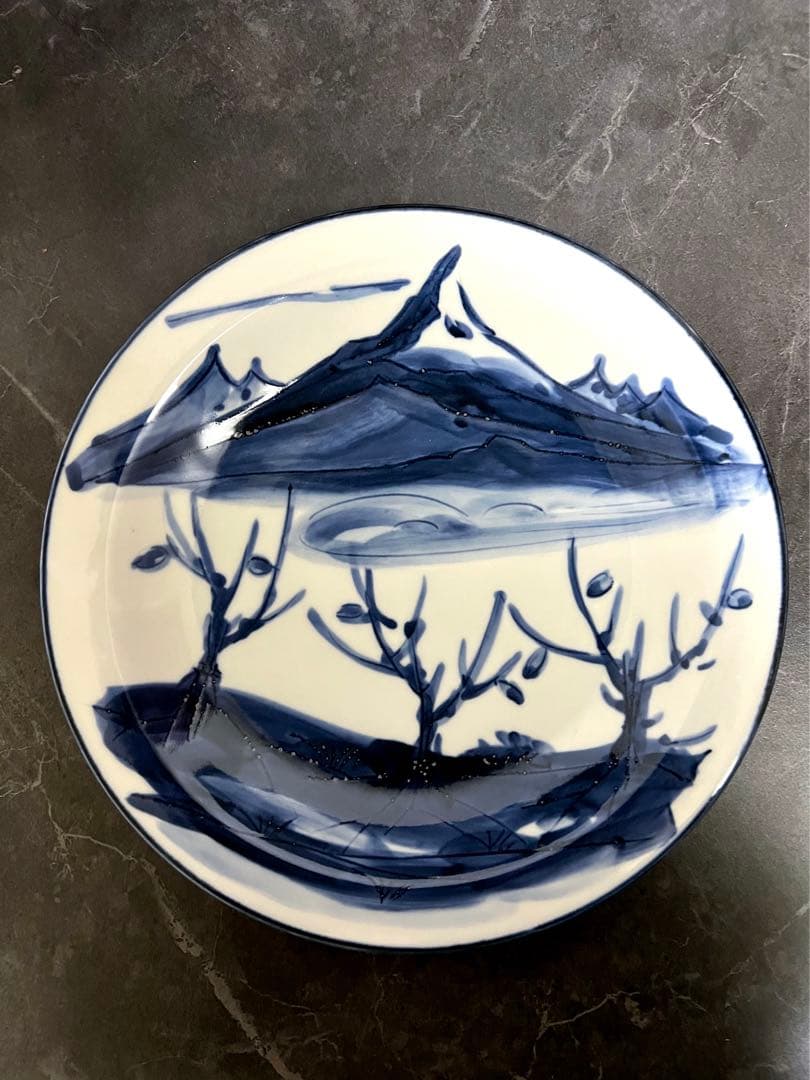 【篠田義一】染付　信濃路　飾皿　 師： 人間国宝 近藤悠三 　新品未使用　共箱