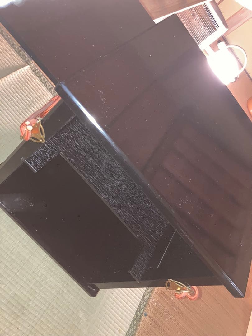 黒色木製茶道具テーブル　組立式　立礼棚