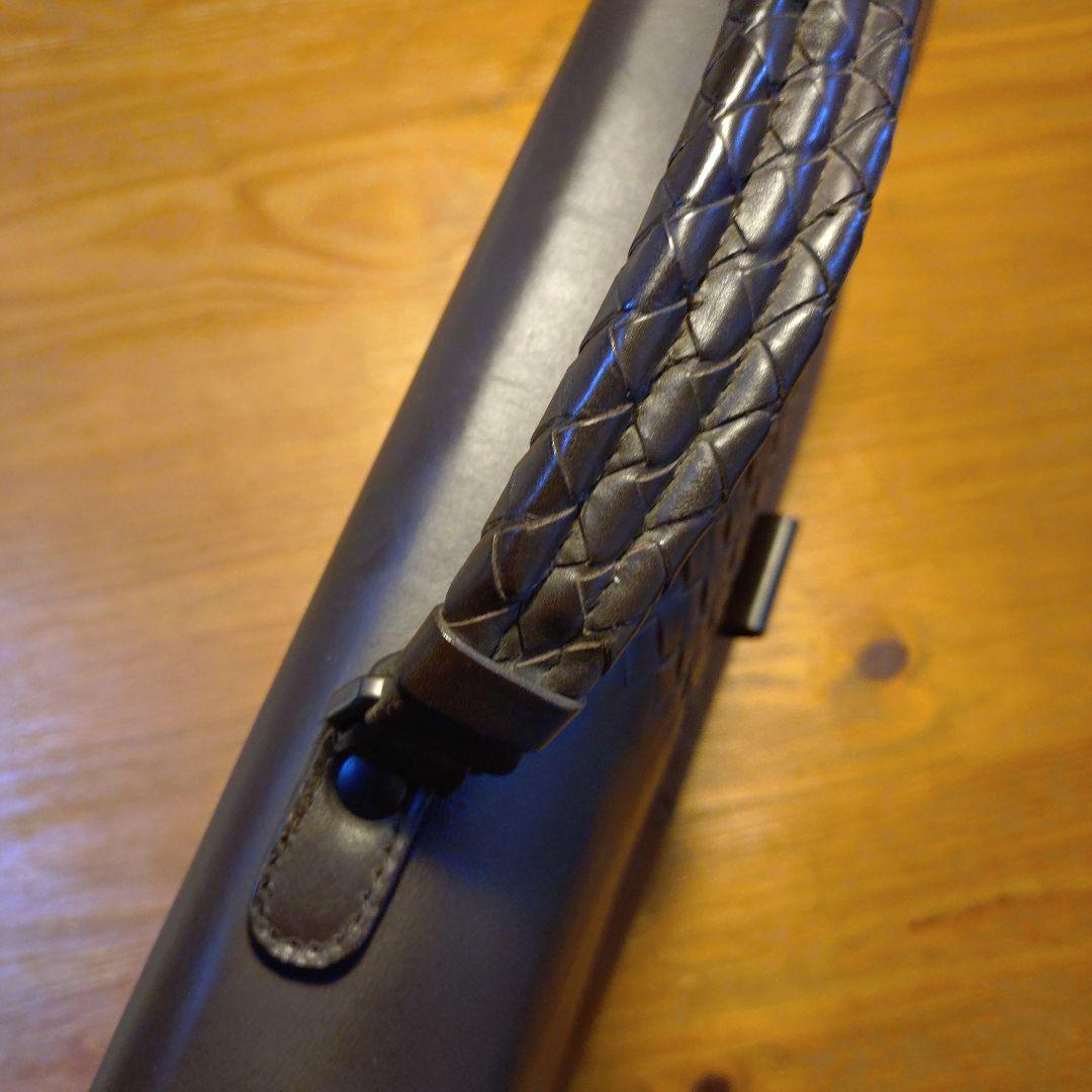 BOTTEGA　ダークブラウン レザー ビジネスバッグ 編み込みデザイン