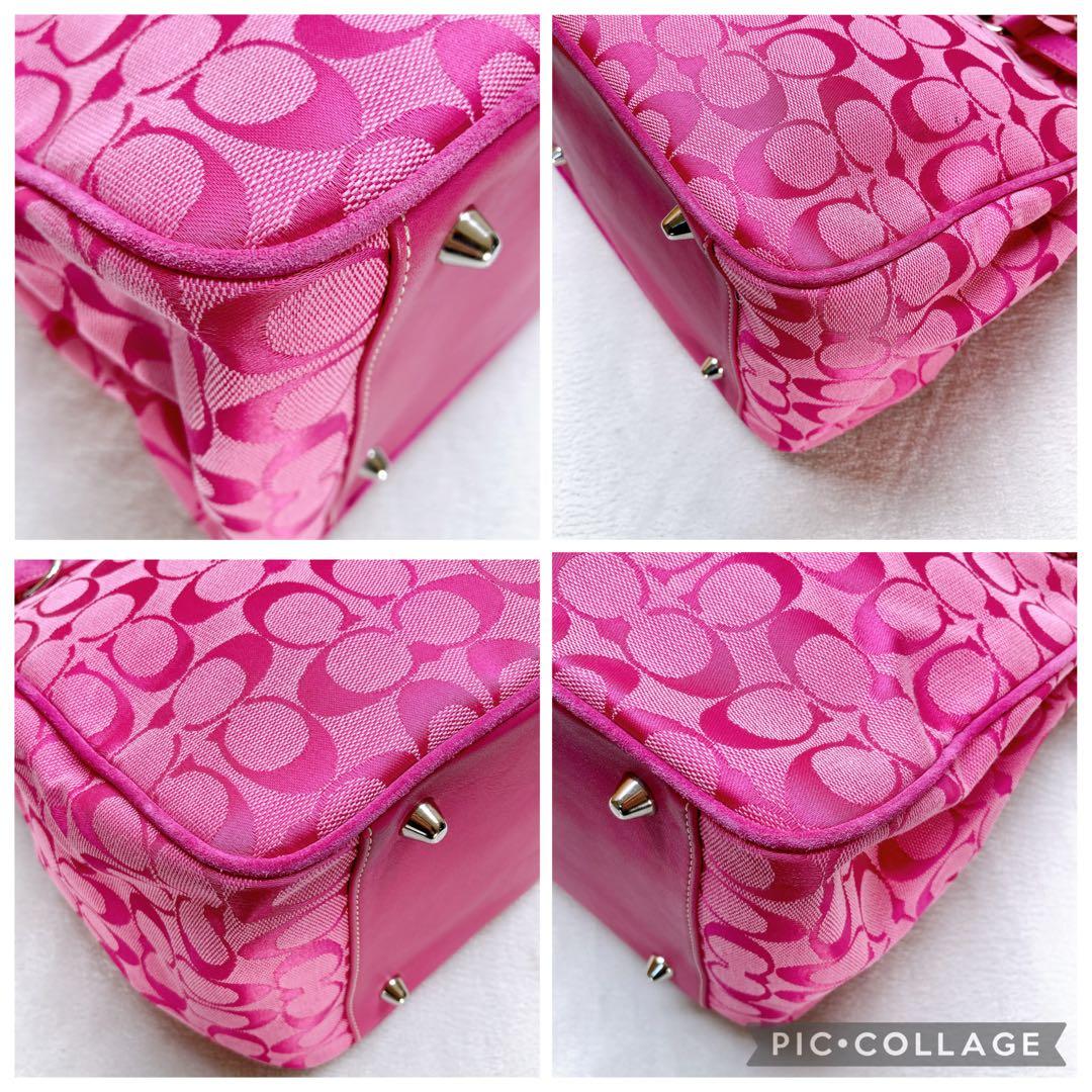 バッグ Coach Tote Bag Signature Horse Bit Pink
