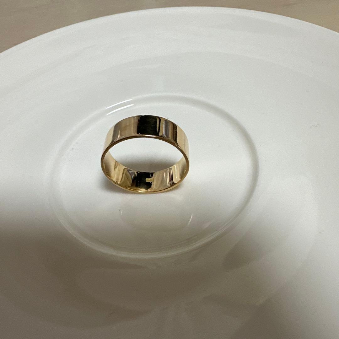 鮫♡K18 平打ち♡イエローゴールドリング　17.5号