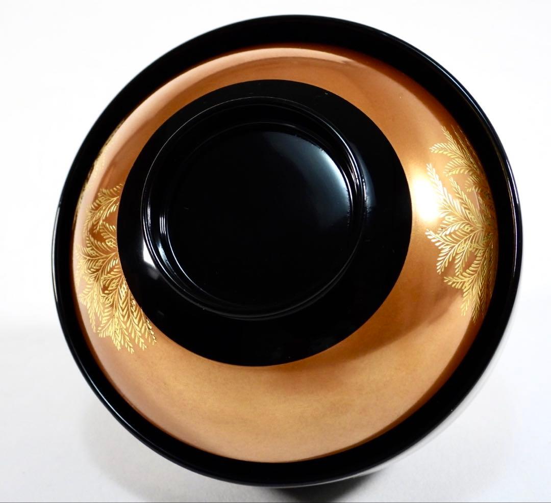 【美品】輪島塗 木製漆器 沈金 蓋椀 吸物椀 汁椀 10客