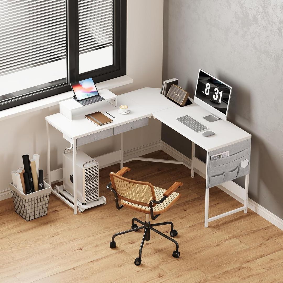 YeTom l字デスク机 pcデスク 作業机 ゲーミングデスク 収納