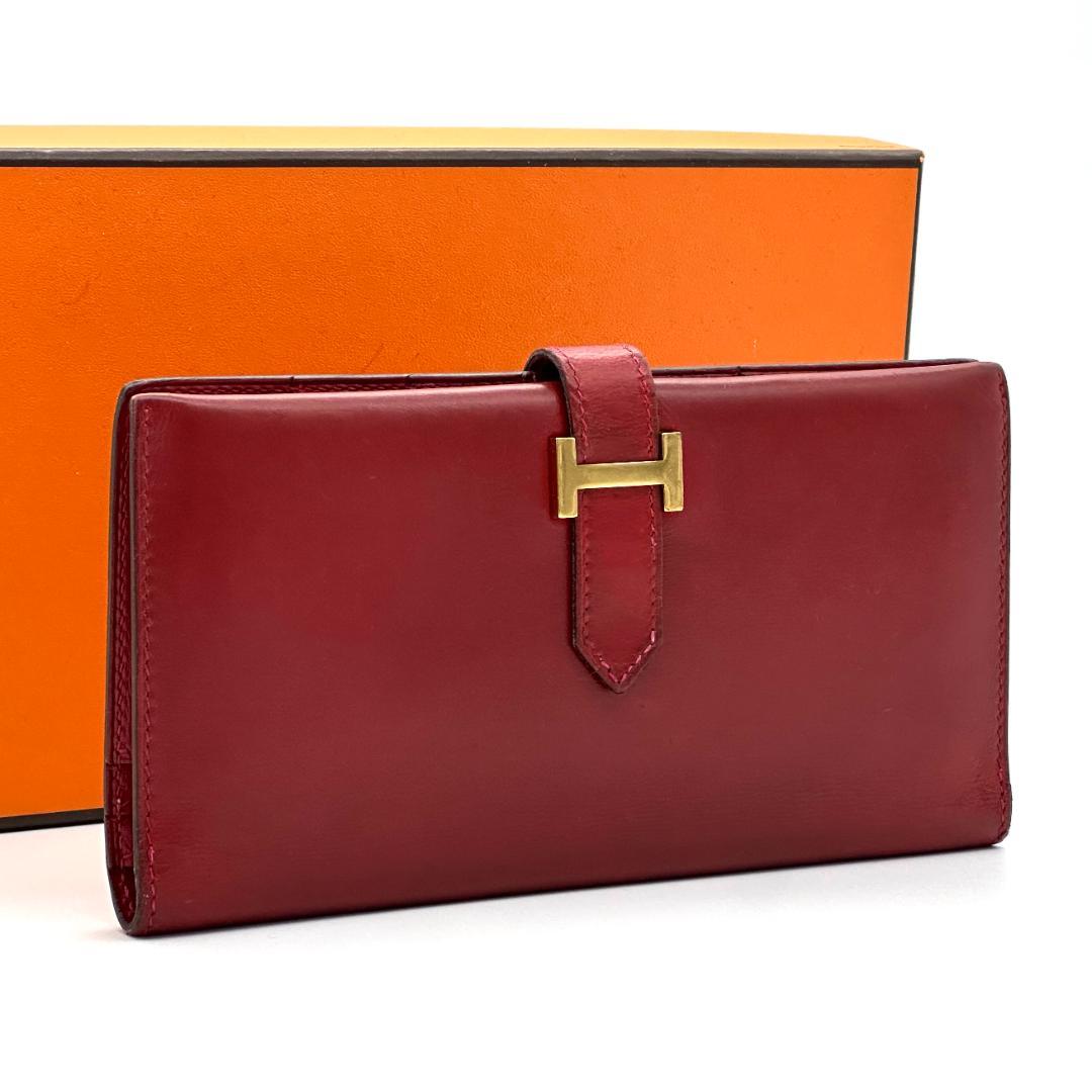 【美品】HERMES エルメス　べアンクラシック　レッド　長財布　⚪︎W刻印