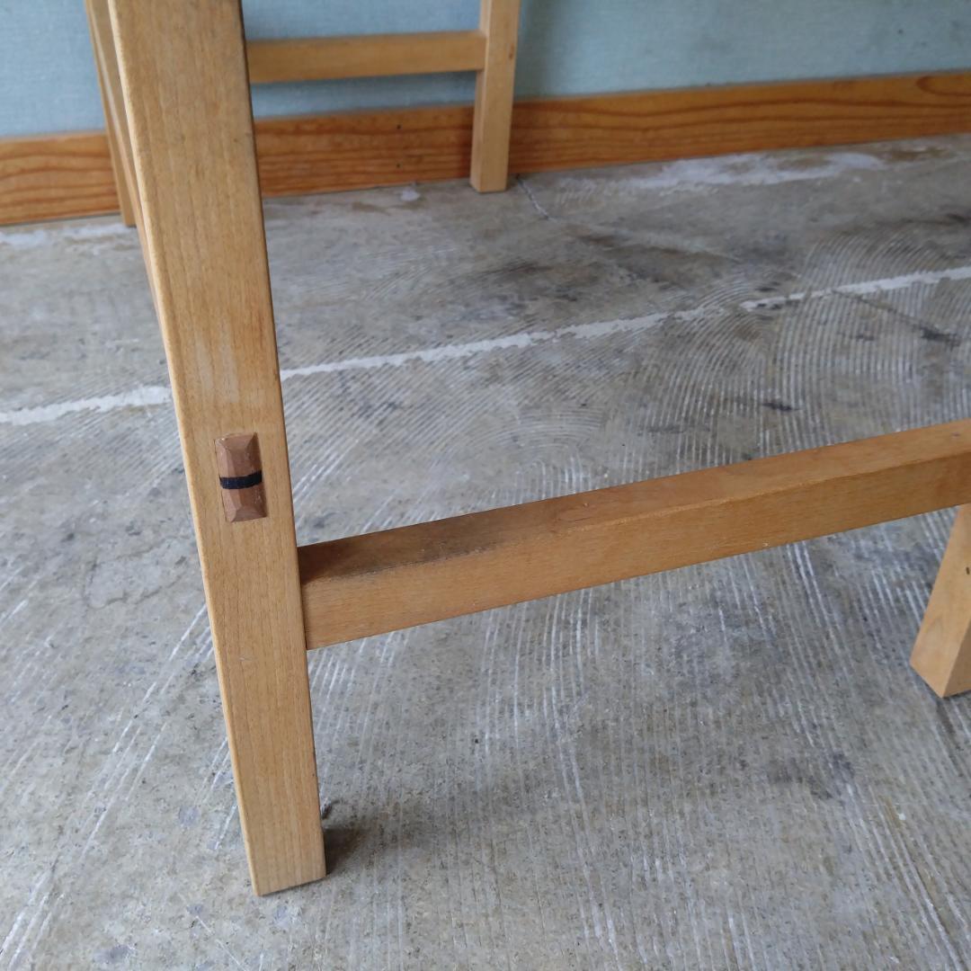 木製 アーム付き スツール　組み木