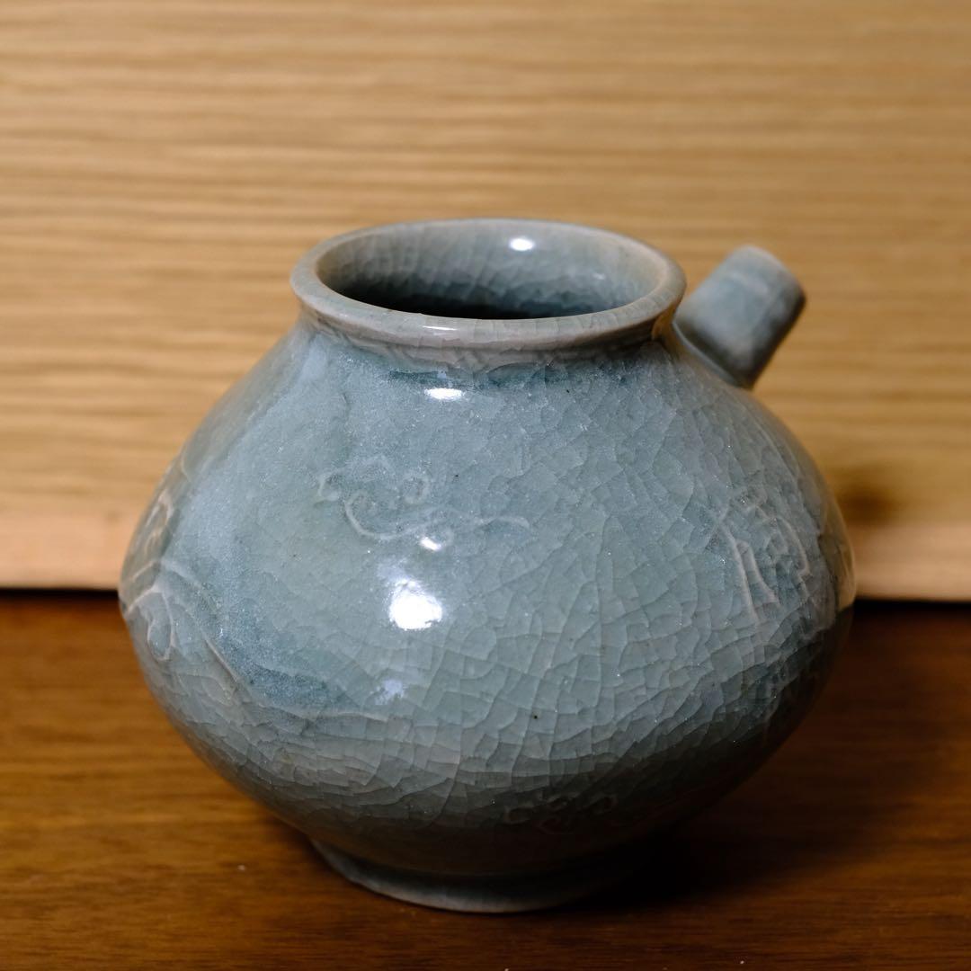 【KEN】古松 淳志 青磁印花　龍片口　共箱　共布　栞付き