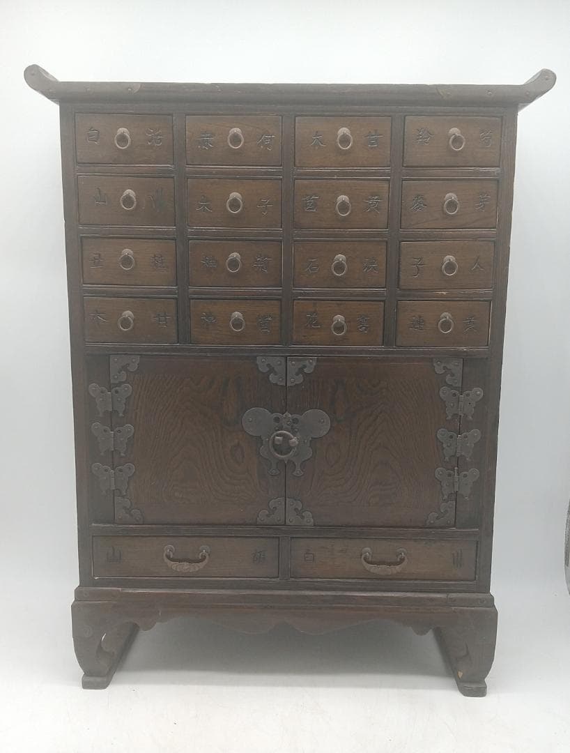 2664番 木製 李朝 薬箪笥 時代箪笥 アンティーク風キャビネット