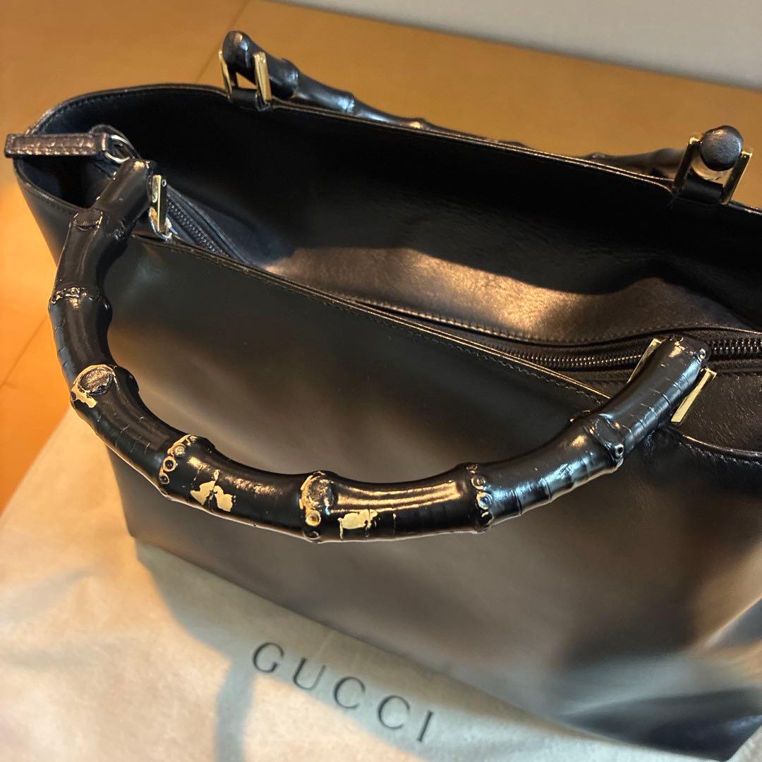 【初売り】GUCCI ブラック レザーハンドバッグ