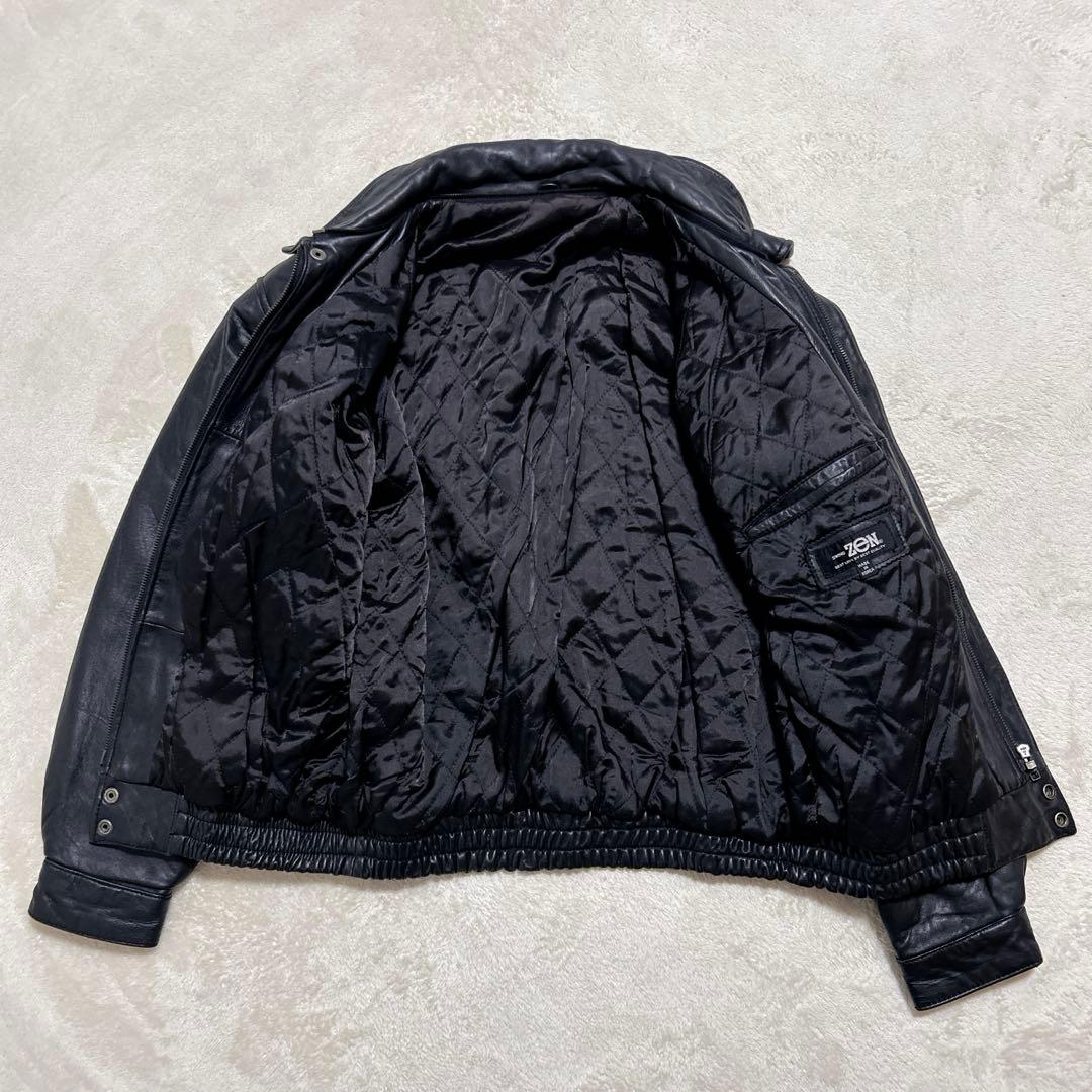 美品 90s フライトジャケット L ラムレザー A-2 短丈 ブラック　黒