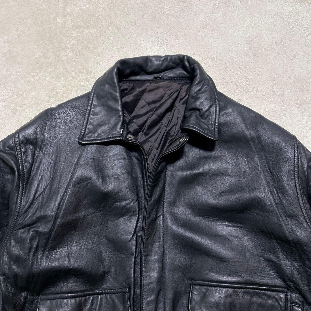 美品 90s フライトジャケット L ラムレザー A-2 短丈 ブラック　黒