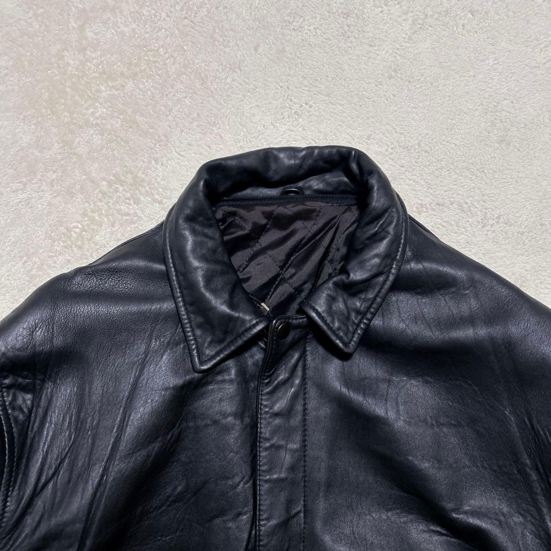 美品 90s フライトジャケット L ラムレザー A-2 短丈 ブラック　黒