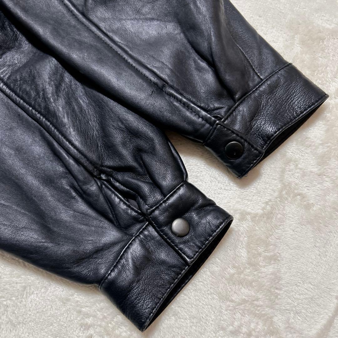 美品 90s フライトジャケット L ラムレザー A-2 短丈 ブラック　黒