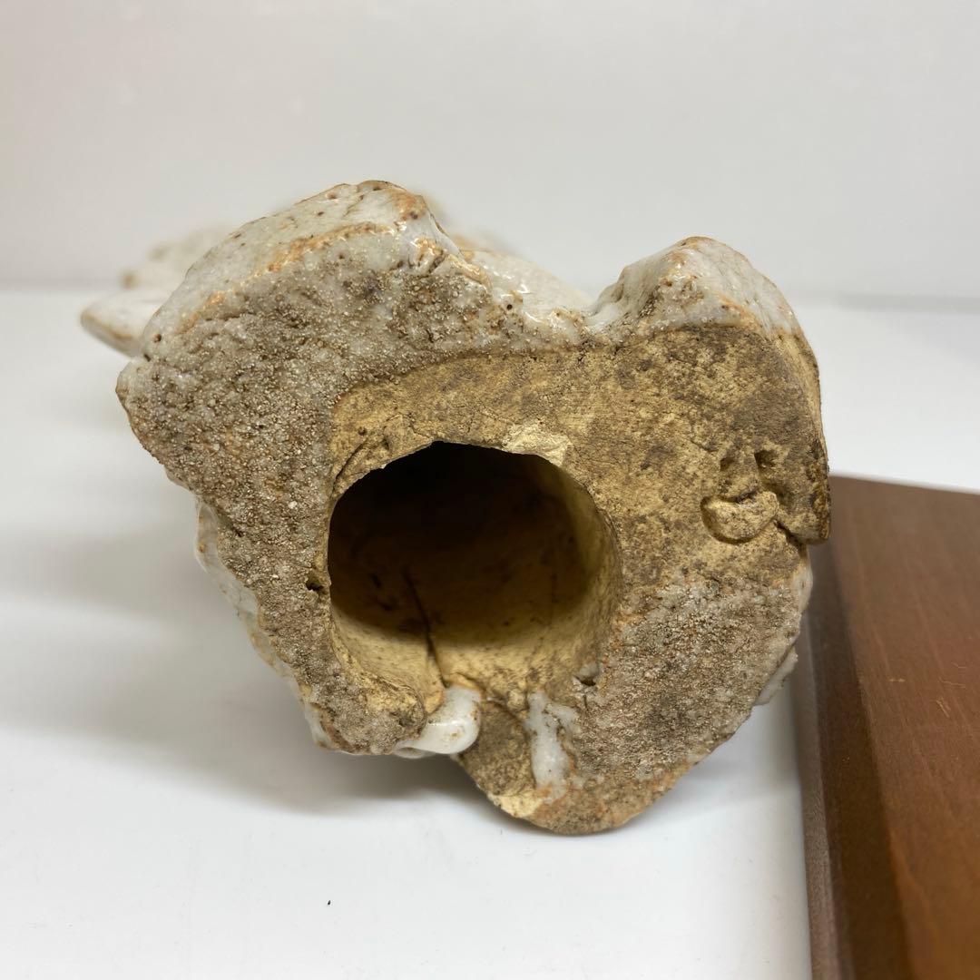 清水公照　志野焼　泥仏　共箱　タウチ　東さ7-0609②