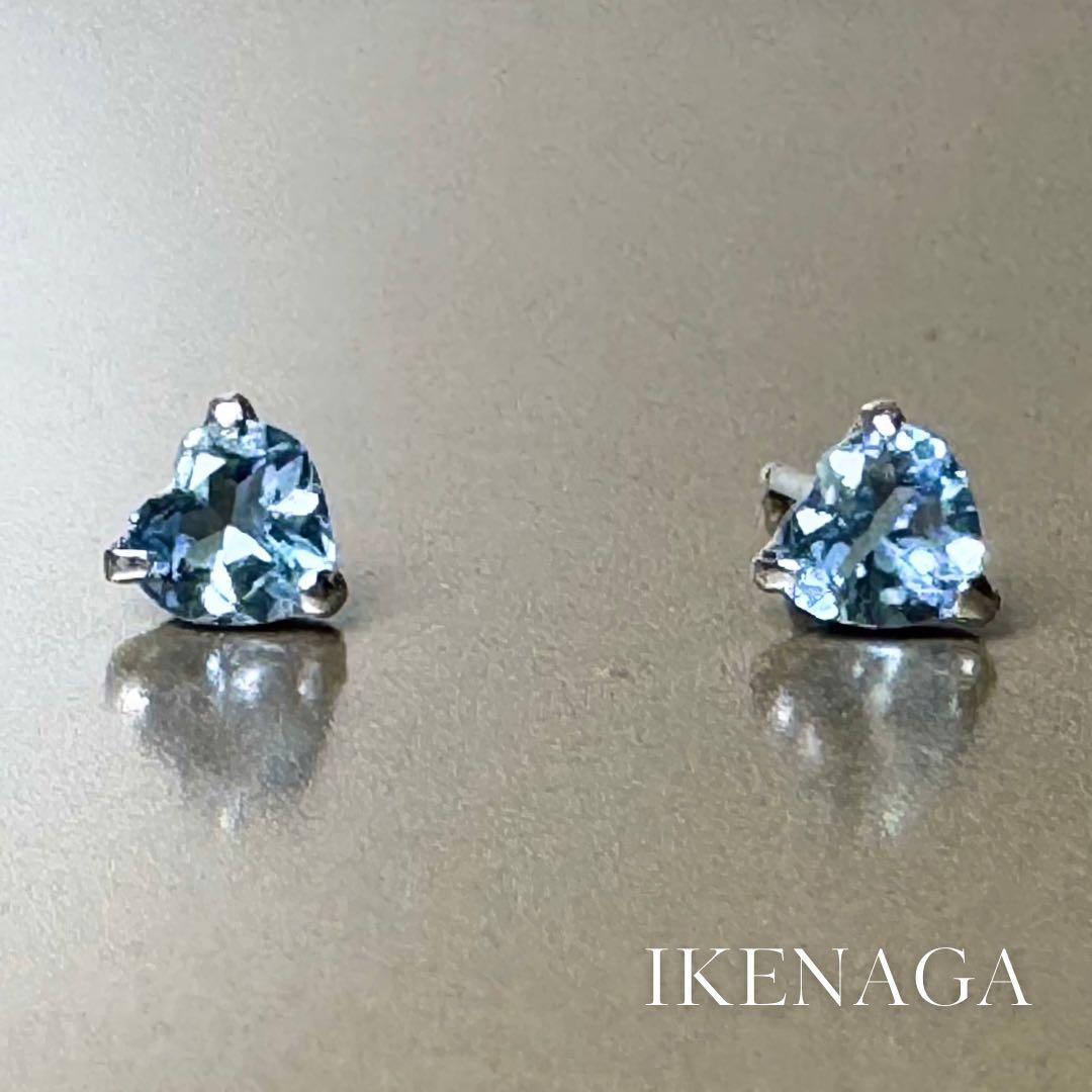 ◆お客◆ Pt アクアマリン　ハート　ピアス