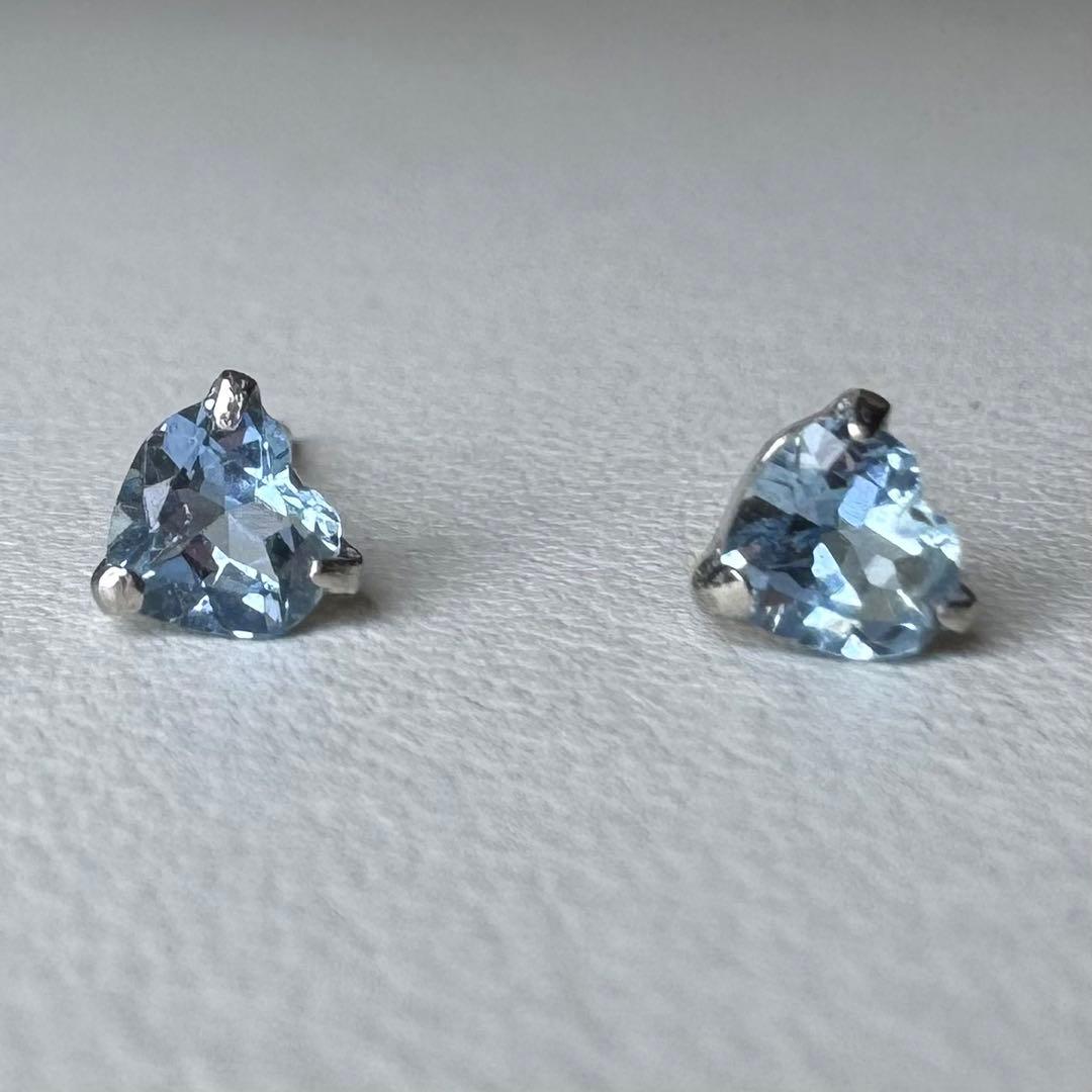 ◆お客◆ Pt アクアマリン　ハート　ピアス