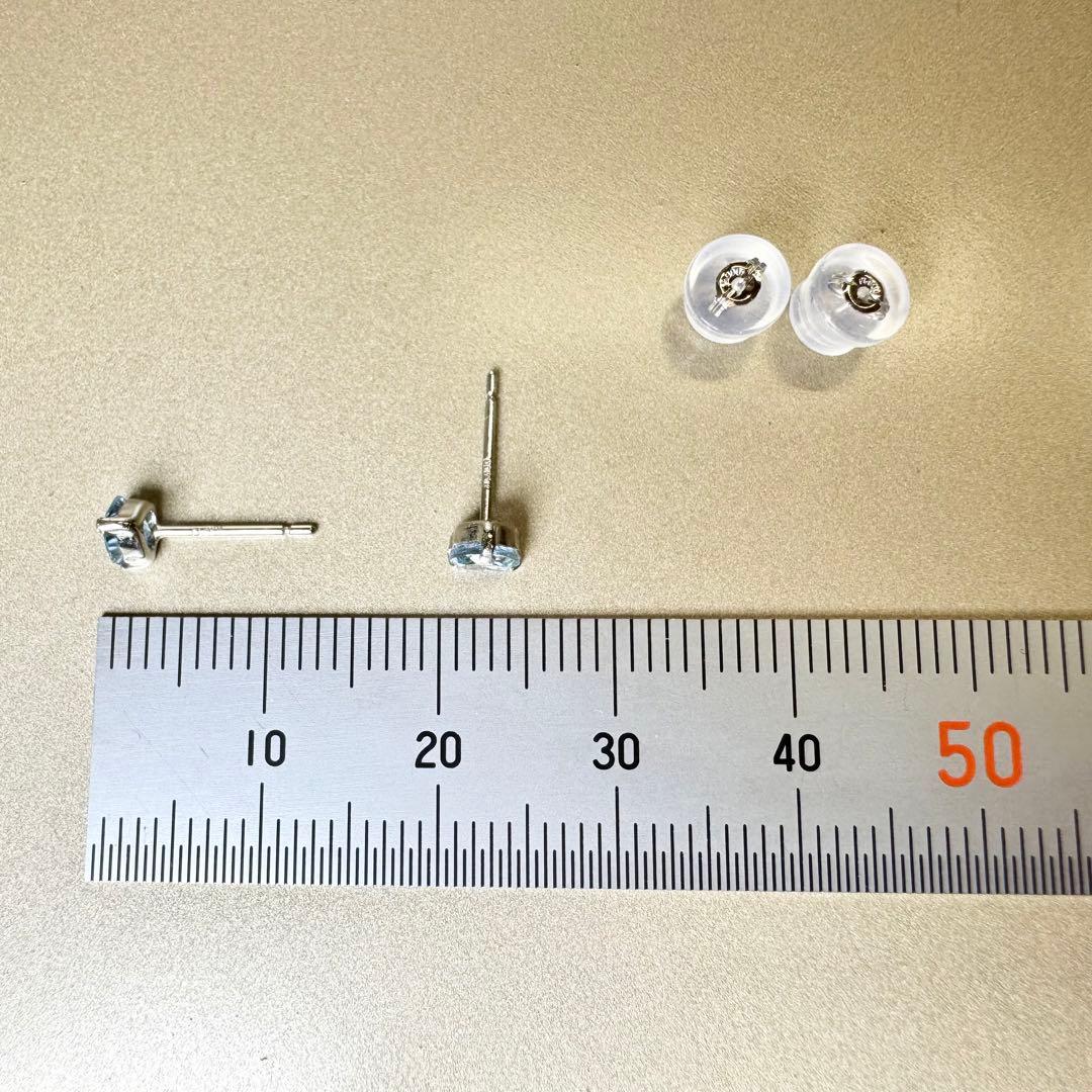 ◆お客◆ Pt アクアマリン　ハート　ピアス
