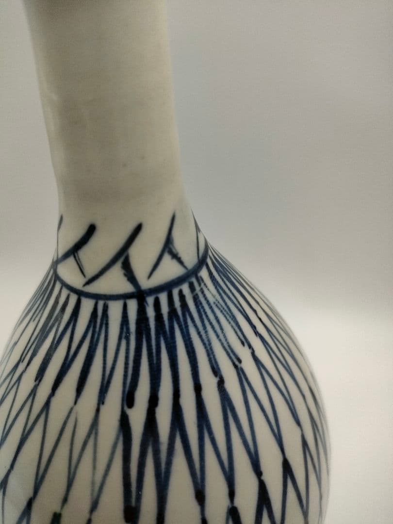 骨董　伊万里　染付　網文　徳利　一輪挿し