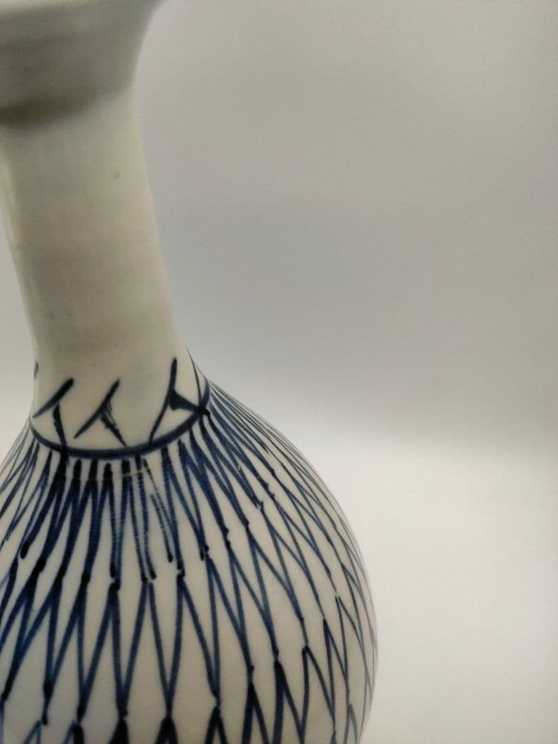 骨董　伊万里　染付　網文　徳利　一輪挿し